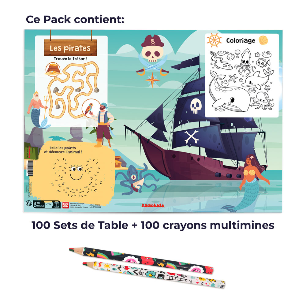Pack Coloriage Set de table Pirates + Crayon Magique