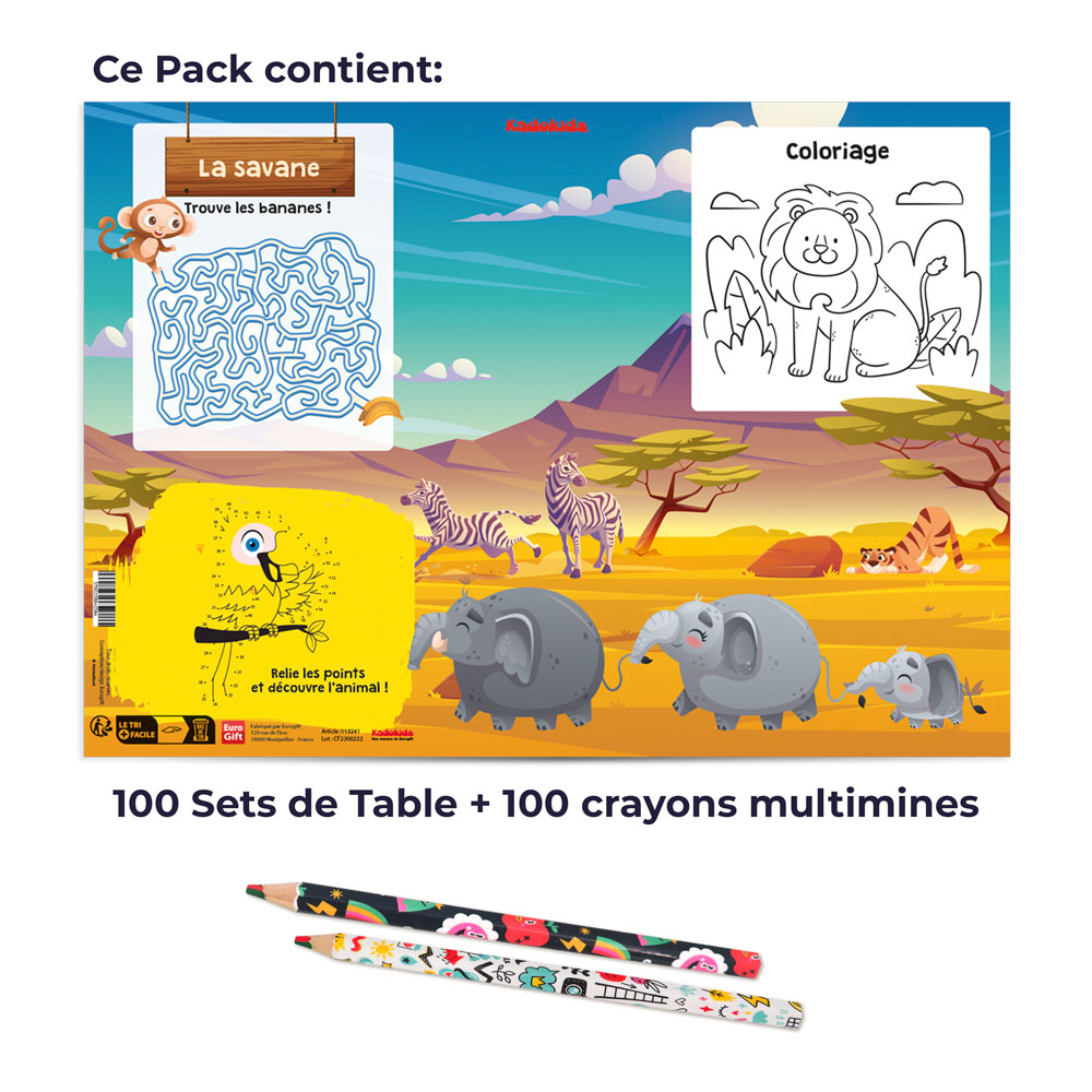 Pack Coloriage Set de table Savane + Crayon Magique