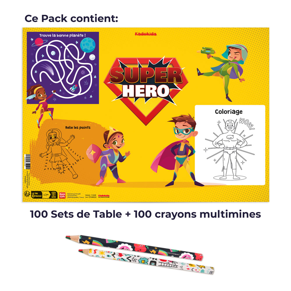 Pack Coloriage Set de table Super Héros + Crayon Magique
