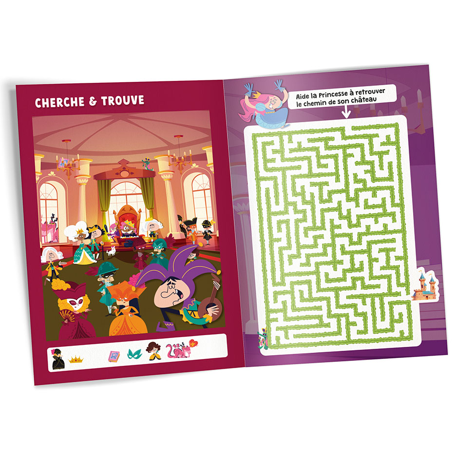 Livrets de Coloriages et Activités 8 pages mix 3 (La vie de château/Médieval/Dino/Animaux exotiques)