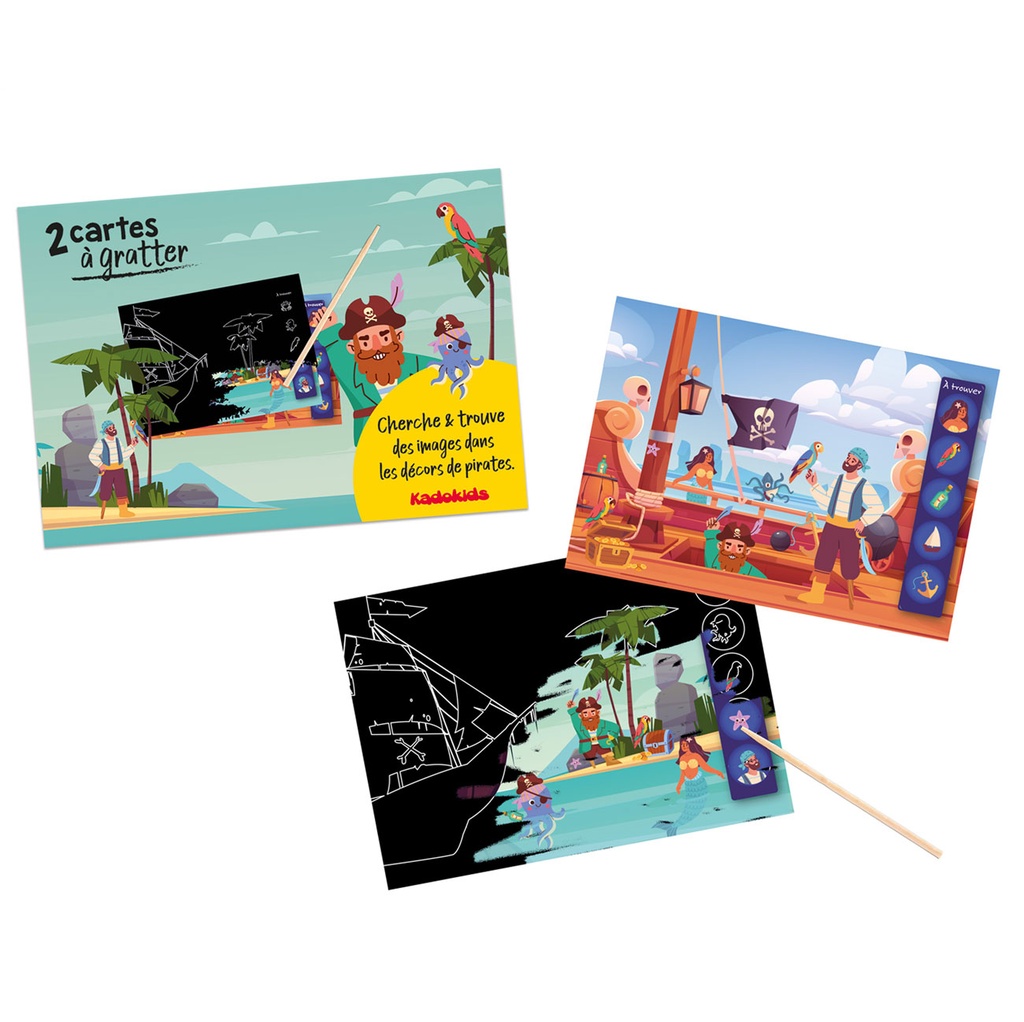 cartes à gratter avec batonnet - 2 designs