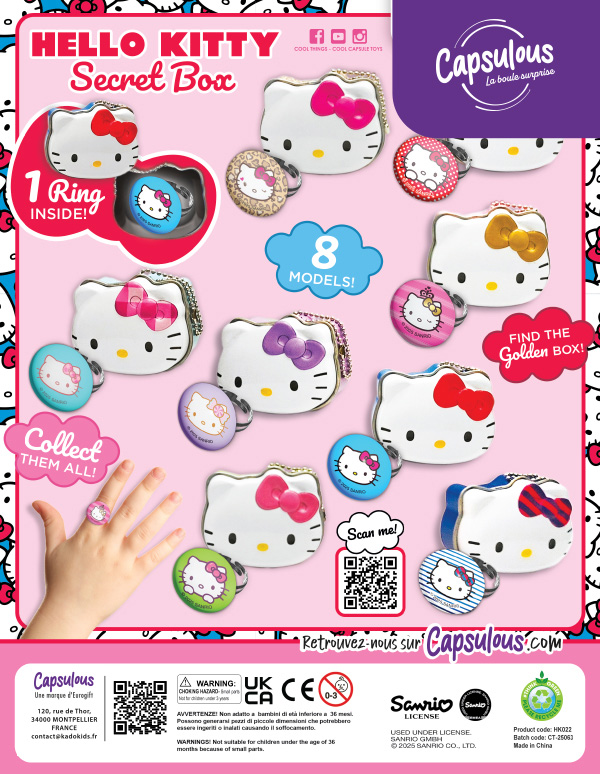 Bague & Boite Charms Hello Kitty - Capsule 50mm