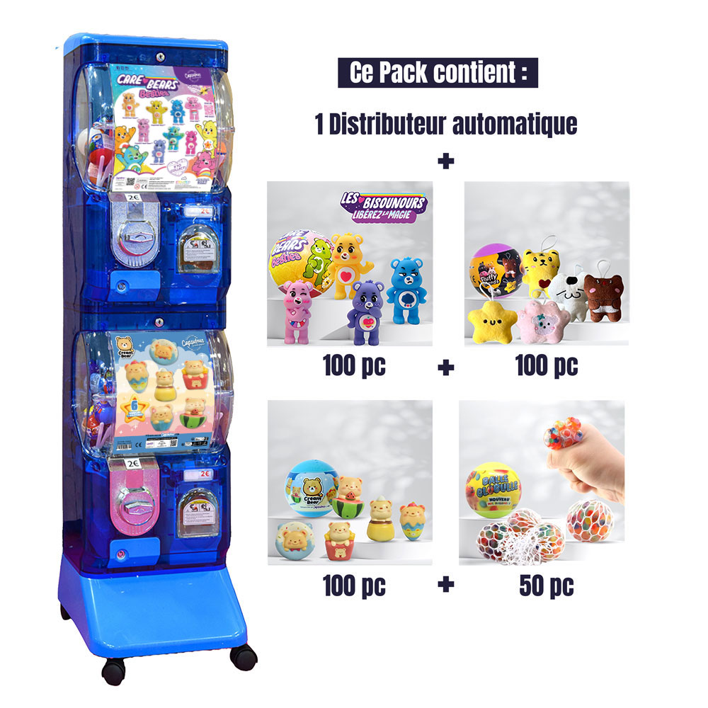 Pack Start & Cash (Bleu) - Distributeur + 350 Jouets Capsules Clé en Main