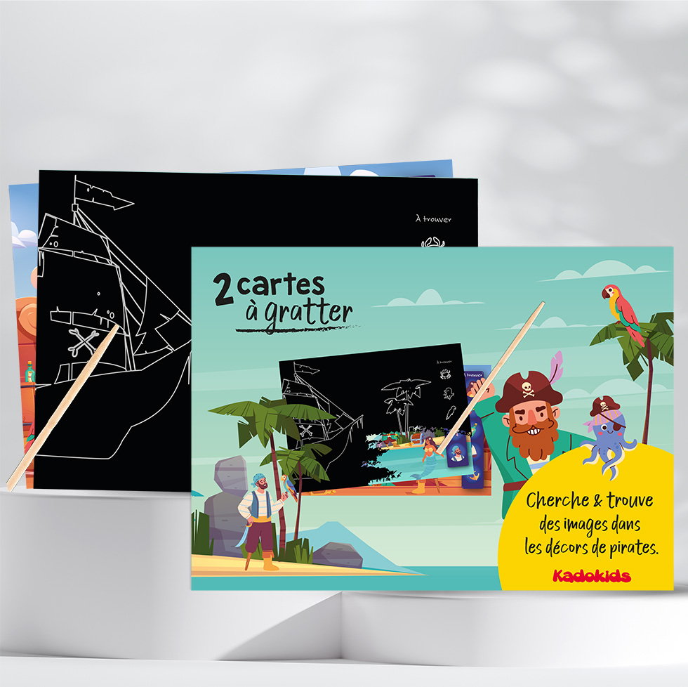 Set de cartes à gratter ludo-éducatif - thème Pirates