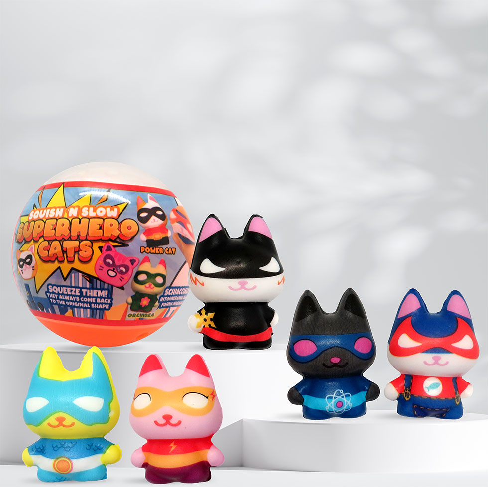 Squish'n slow SuperHero cats en 55 mm