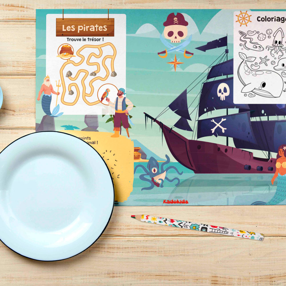 Kit Pirates – Sets de table interactifs & Crayons “magiques”