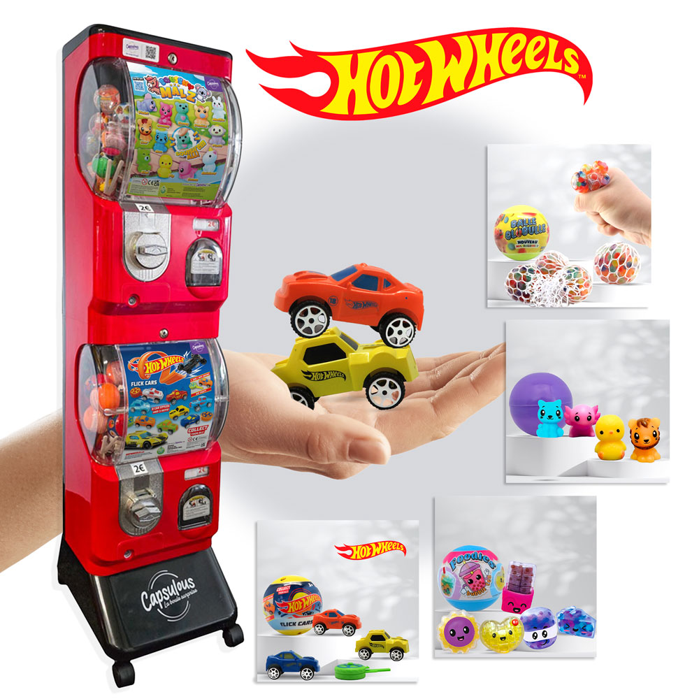 Pack Start & Cash (Rouge et Noir) - Distributeur + 350 Jouets Capsules Clé en Main