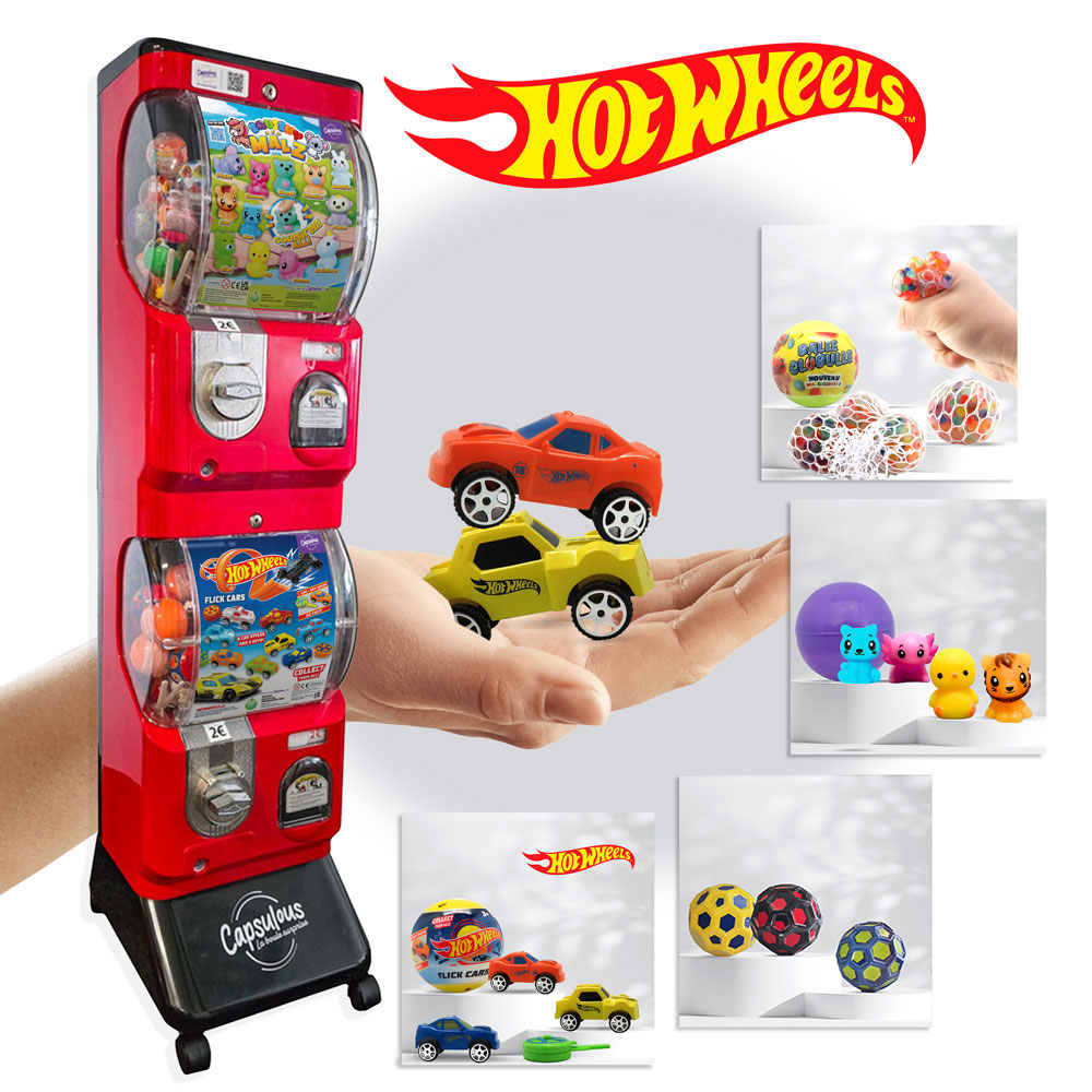 Pack Start & Cash (Rouge et Noir) - Distributeur + 350 Jouets Capsules Clé en Main