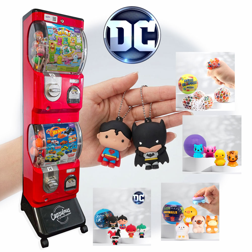 Pack Start & Cash (Rouge et Noir) - Distributeur + 350 Jouets Capsules Clé en Main