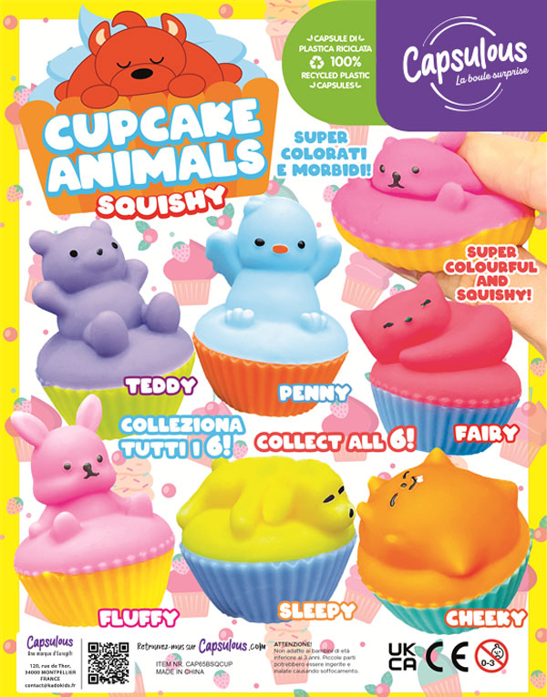 CUP CAKE ANIMALS SQUISHY - Capsules 65mm