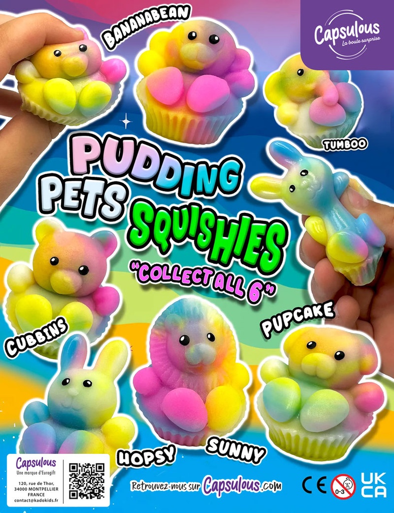 Pudding Pet squishie en capsule 50mm