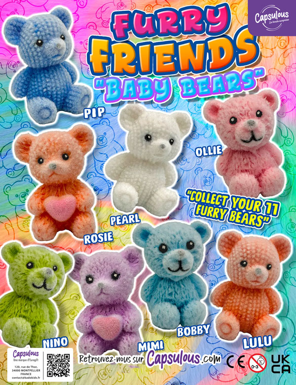 Furry Friends baby bears en capsule 50mm