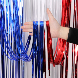 Rideau foil tricolore Bleu Blanc Rouge 200x100 cm