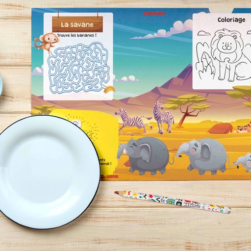 [PACK0003] Kit Savane - Sets de table interactifs & Crayons “magiques”